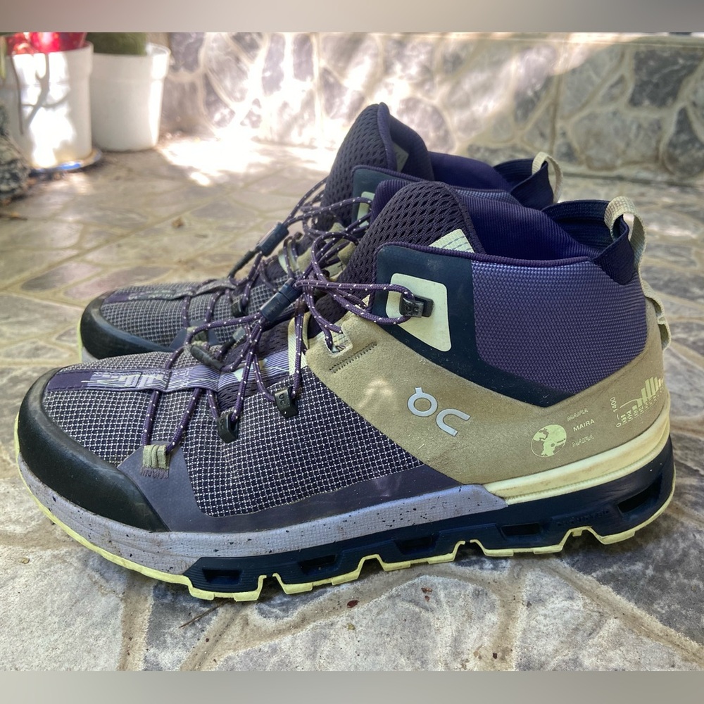 On Running Purple and Olive Trail Athletic Shoes